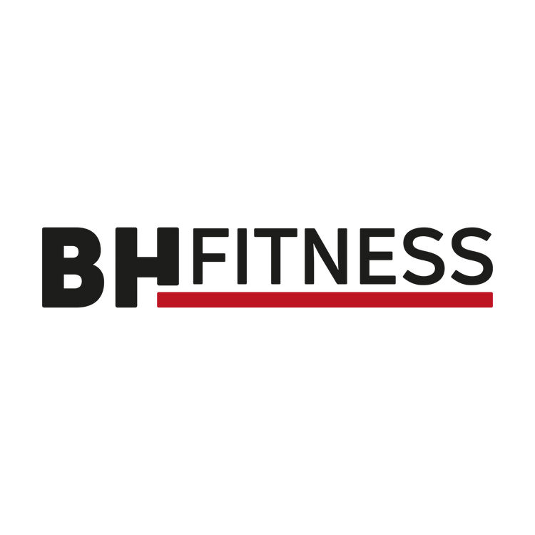 BH Fitness logo with black text and red line under 'Fitness'
