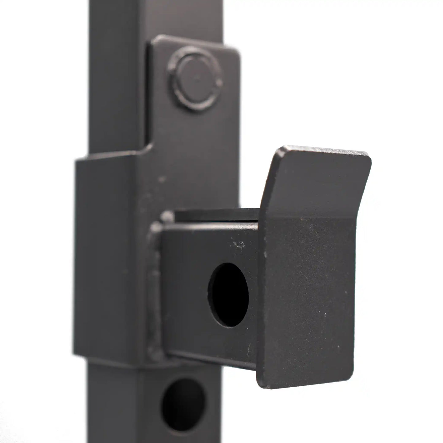 Support hook on black power rack