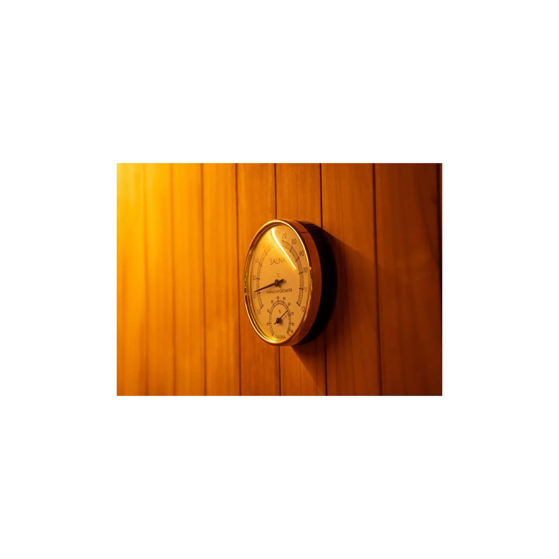 An barometer inside a sauna
