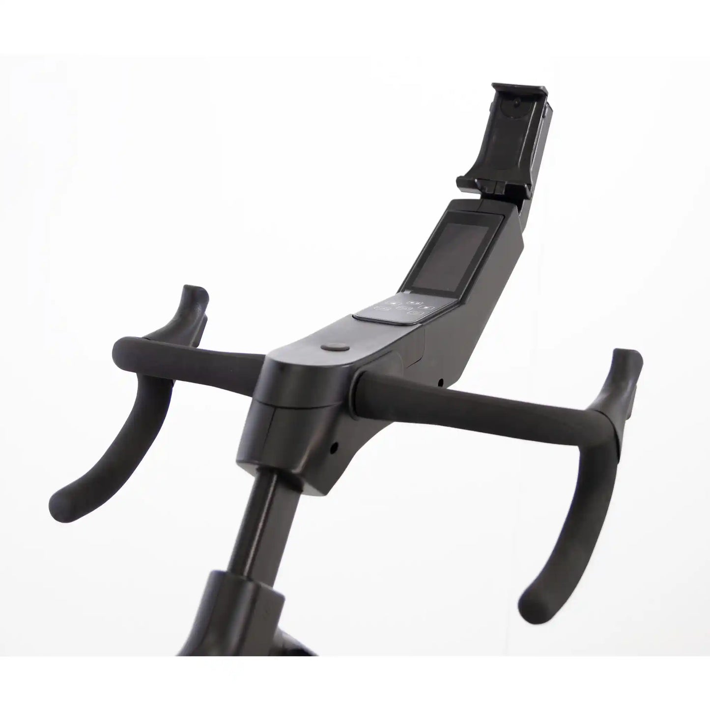 Bicycle handlebar with digital display on a white background