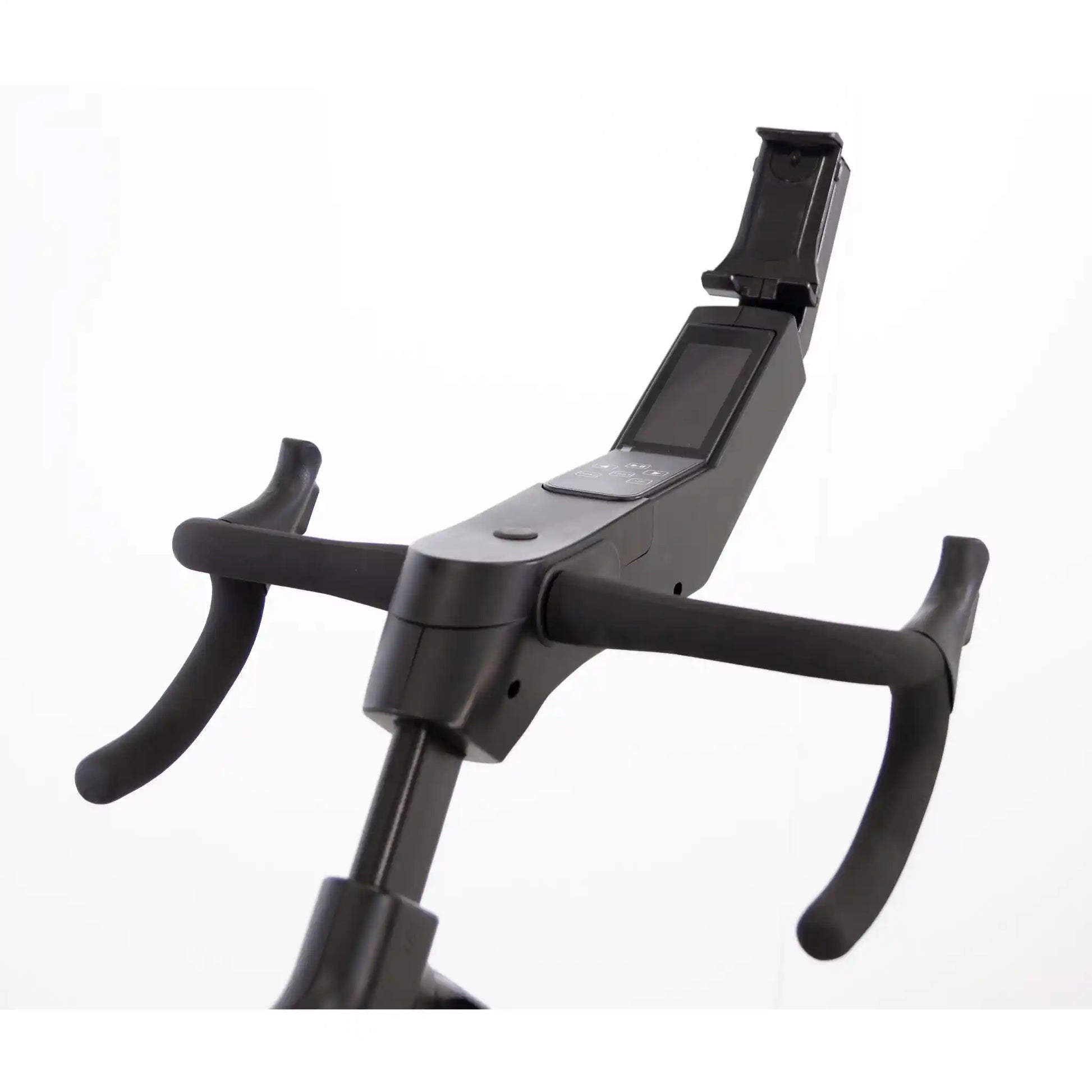 Bicycle handlebar with digital display on a white background