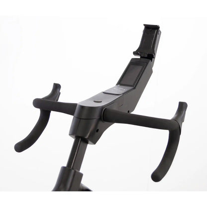Bicycle handlebar with digital display on a white background