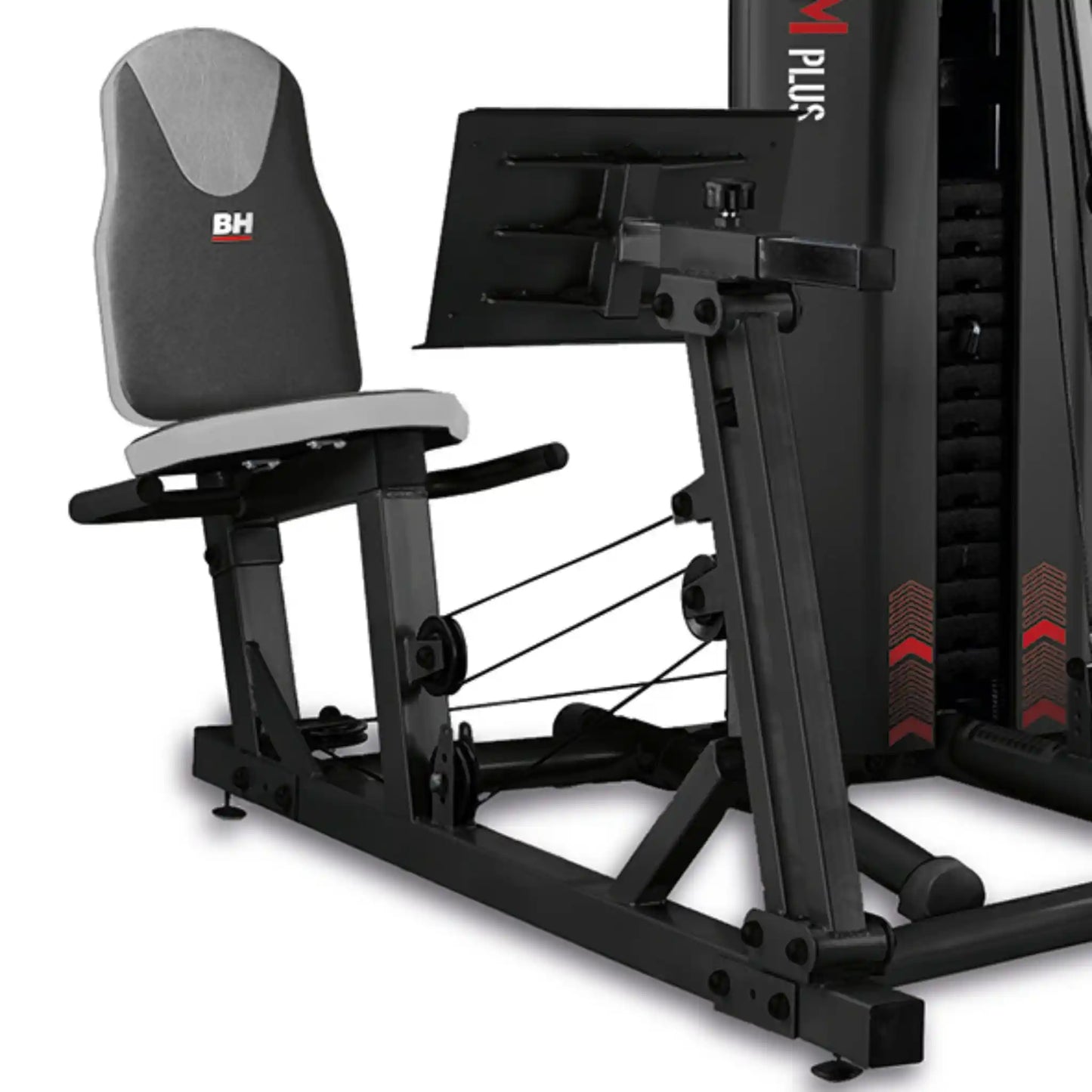 Gym machine with 'BH' branding on a white background