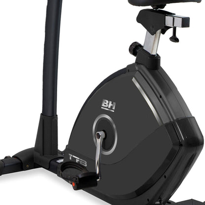 Black exercise bike with 'BH' branding on a white background