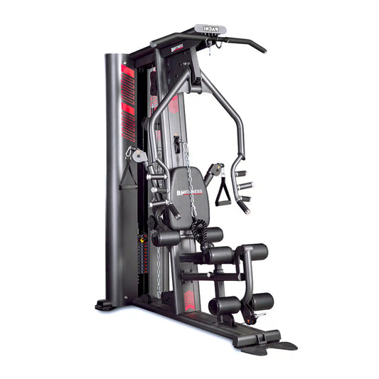 Black and red multi gym on white background