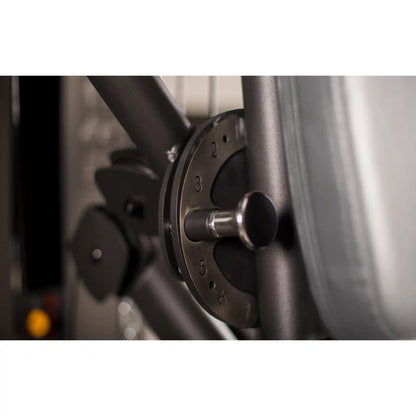 Close-up of a adjustable parts of a multi gym with a blurred background