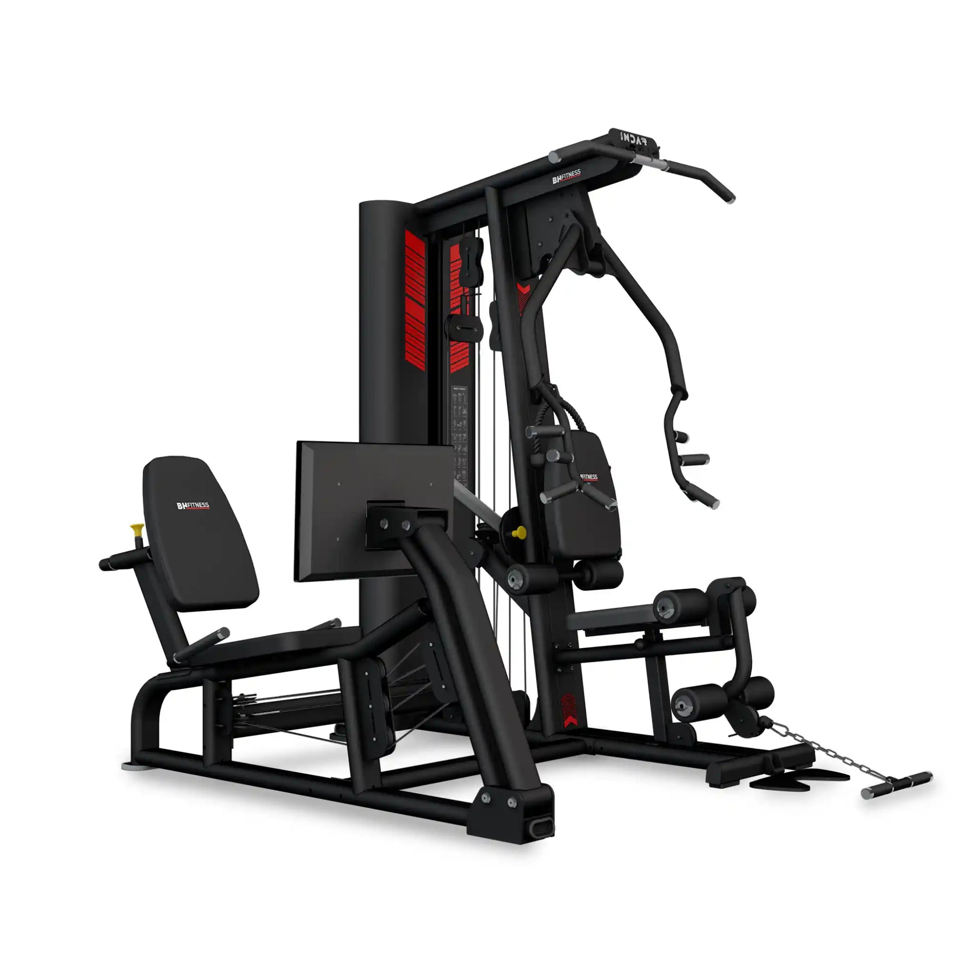 Black and red multi gym on white background