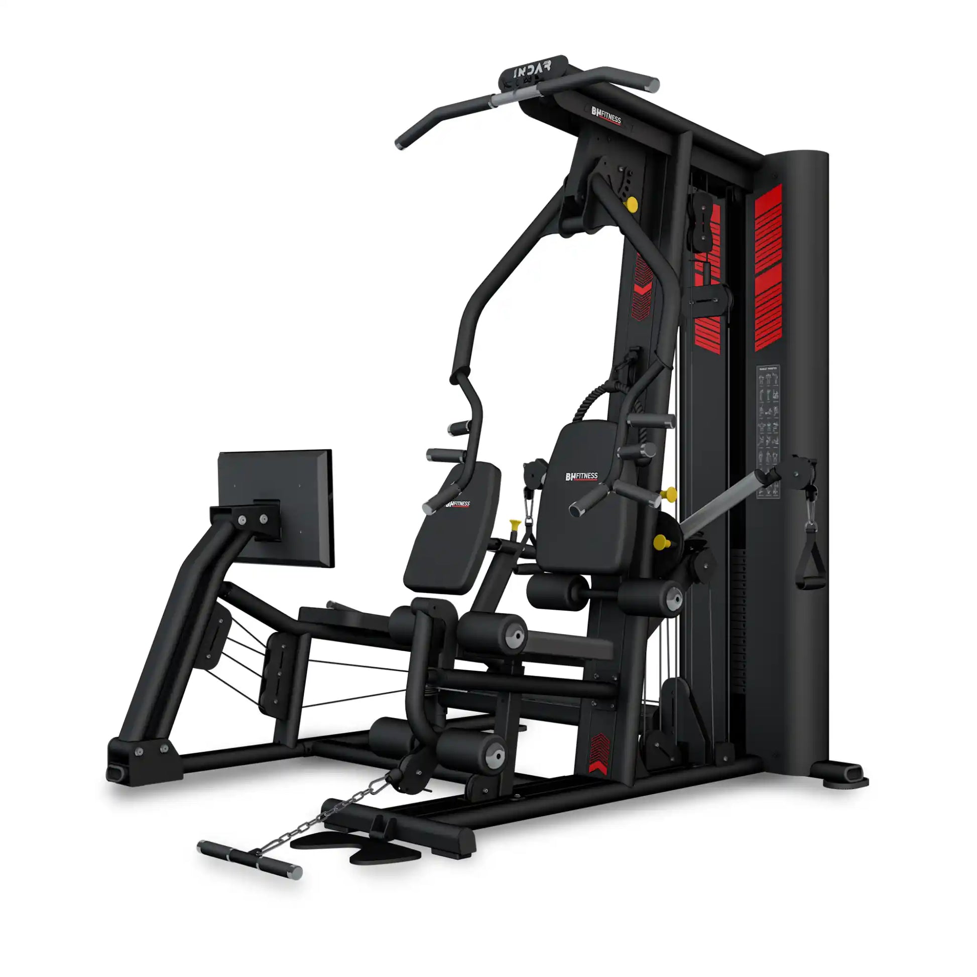 Black and red multi gym on white background