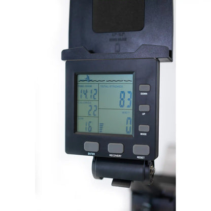 Digital device with a screen displaying readings on a white background
