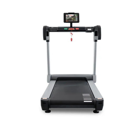 Treadmill with a screen on a white background