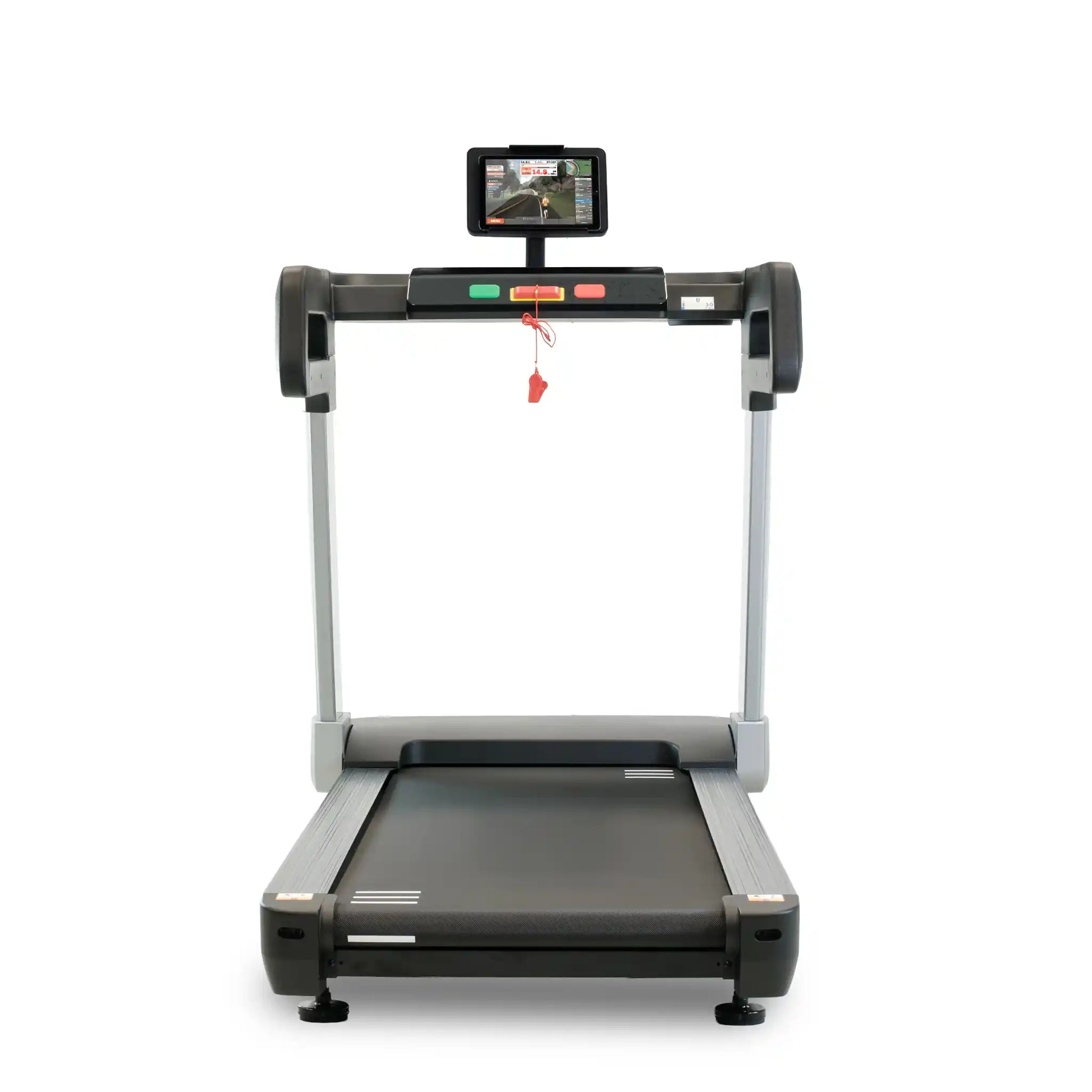 Treadmill with a digital display on a white background