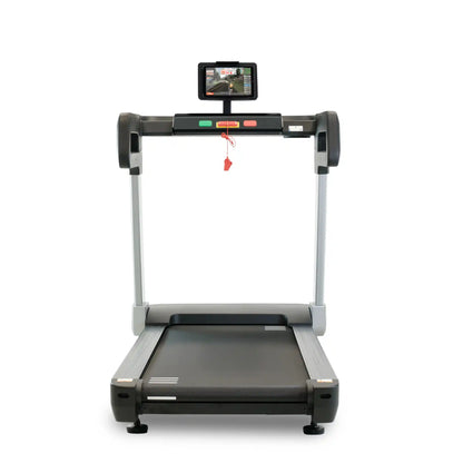 Treadmill with a digital display on a white background