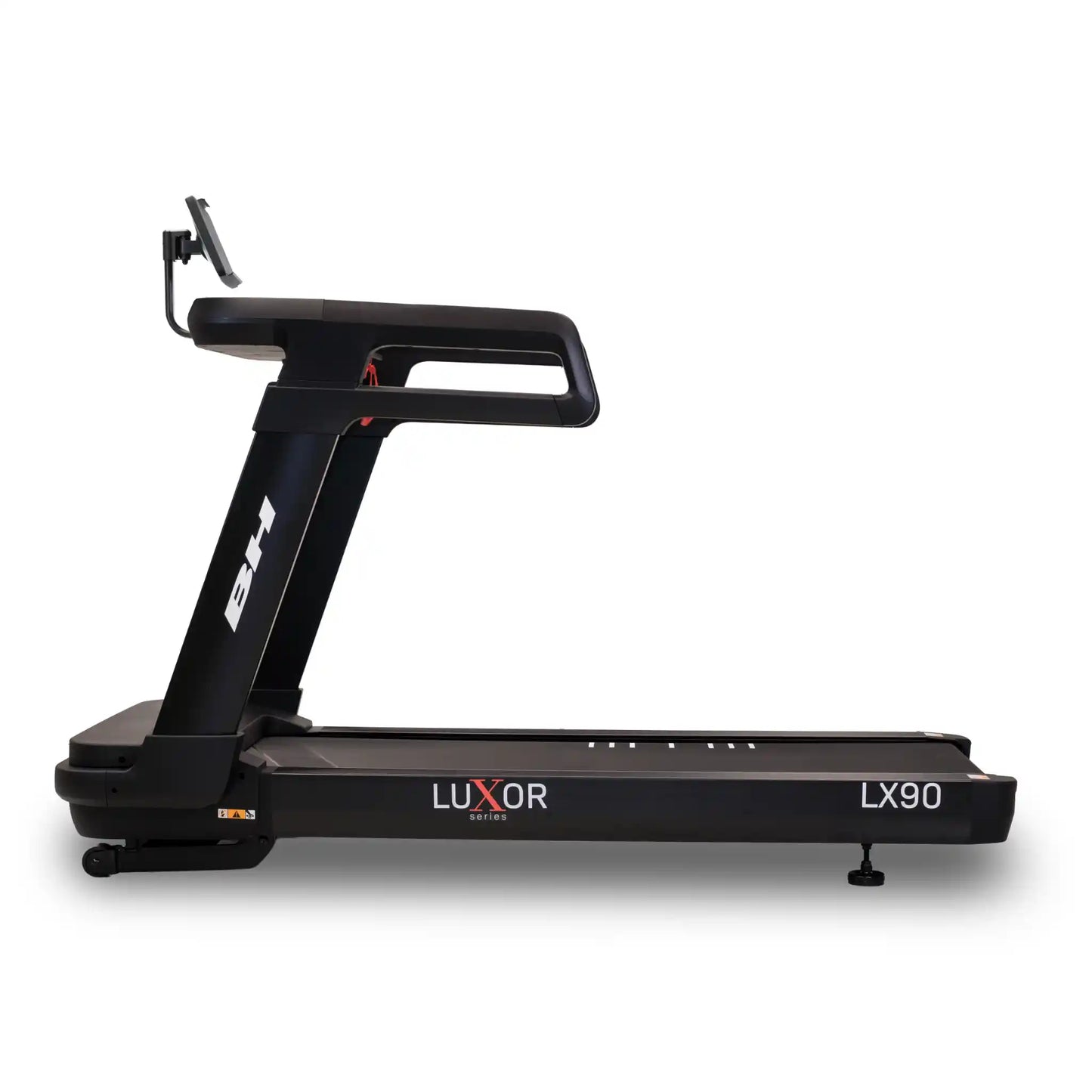 Black treadmill with 'Luxor' branding on a white background