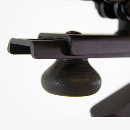 Close-up of a black seat adjuster white background