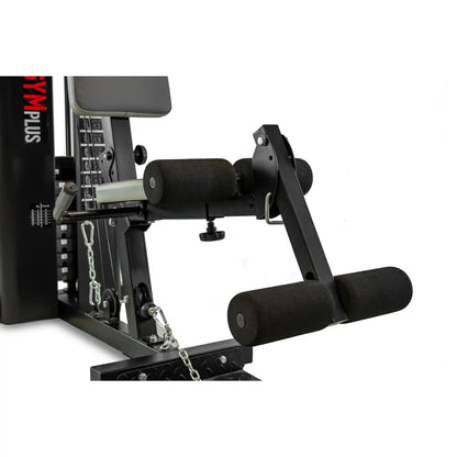 Black gym machine with chain attachment on a white background
