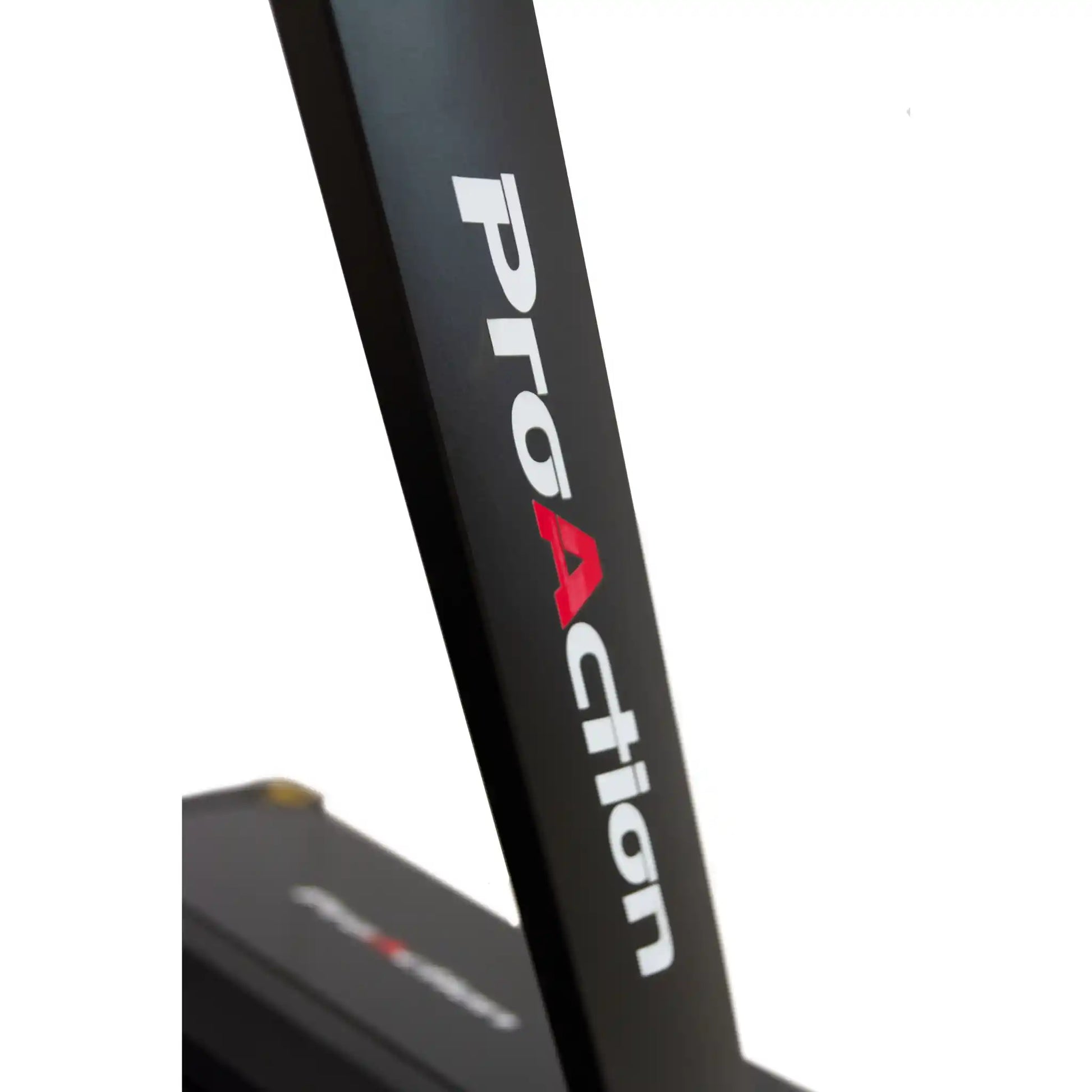 Close-up of a treadmill console stands with 'ProAction' branding on a white background