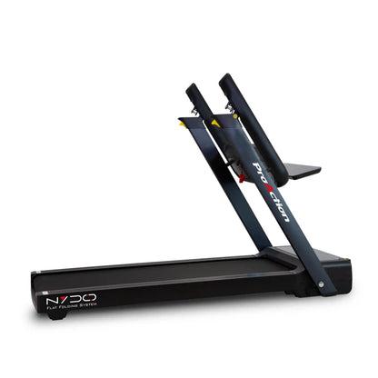 Black treadmill with 'Nadyo' branding on a white background