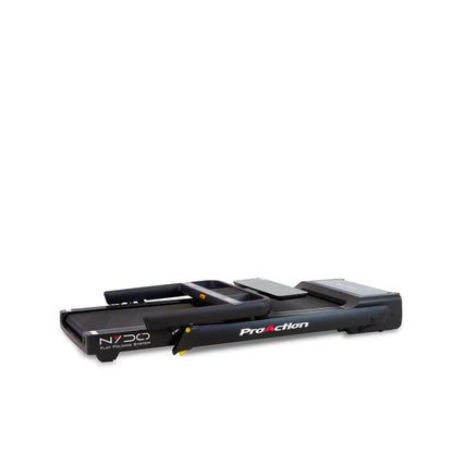 Treadmill folded flat on a white background