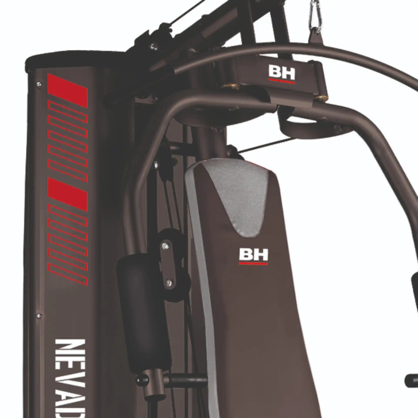 Black and red multi gym with BH branding on white background