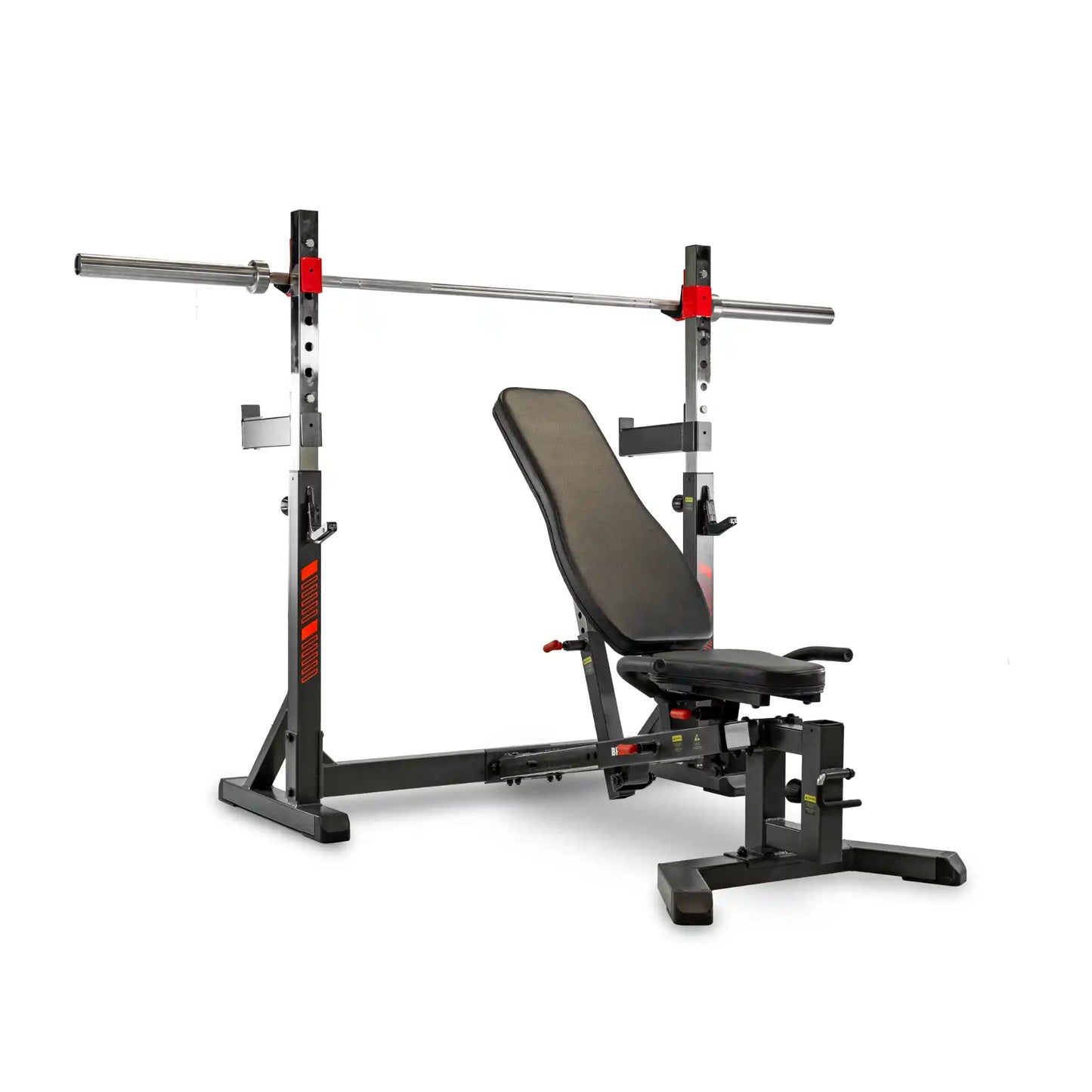 Adjustable weight bench with rack