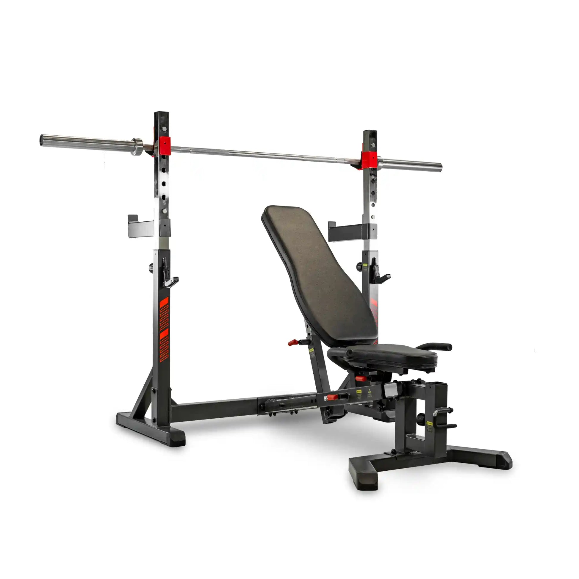 Adjustable weight bench with rack