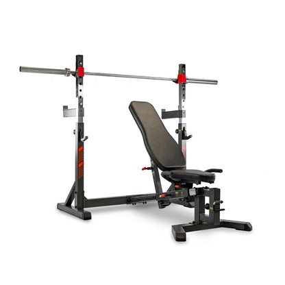 Adjustable weight bench with rack