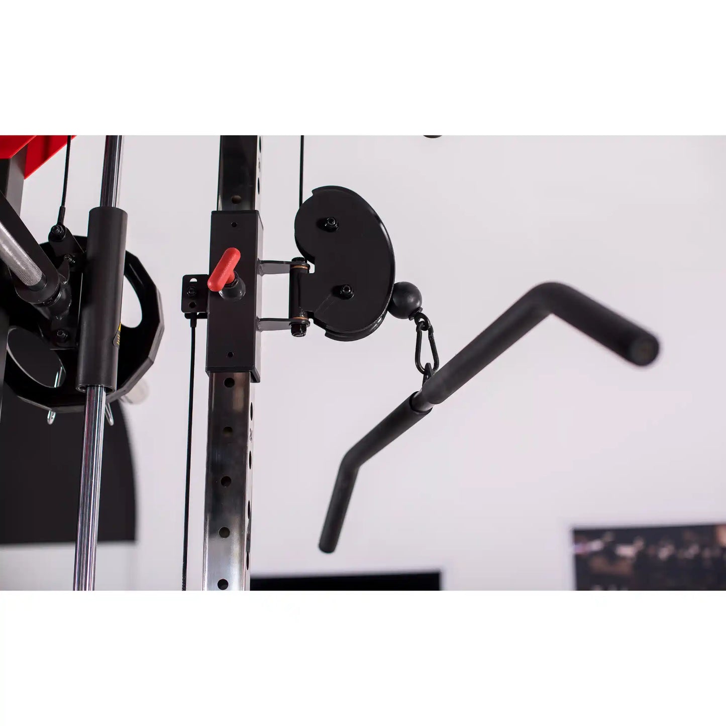 Gym equipment with pulley system on a white background