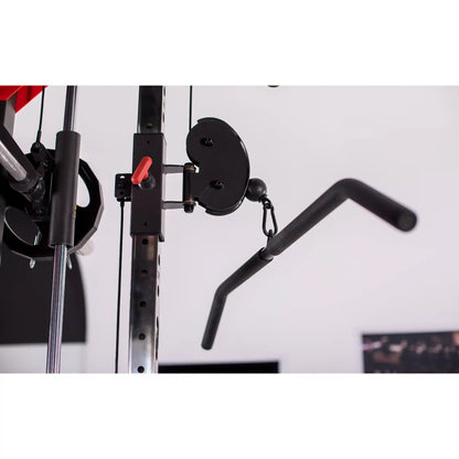 Gym equipment with pulley system on a white background