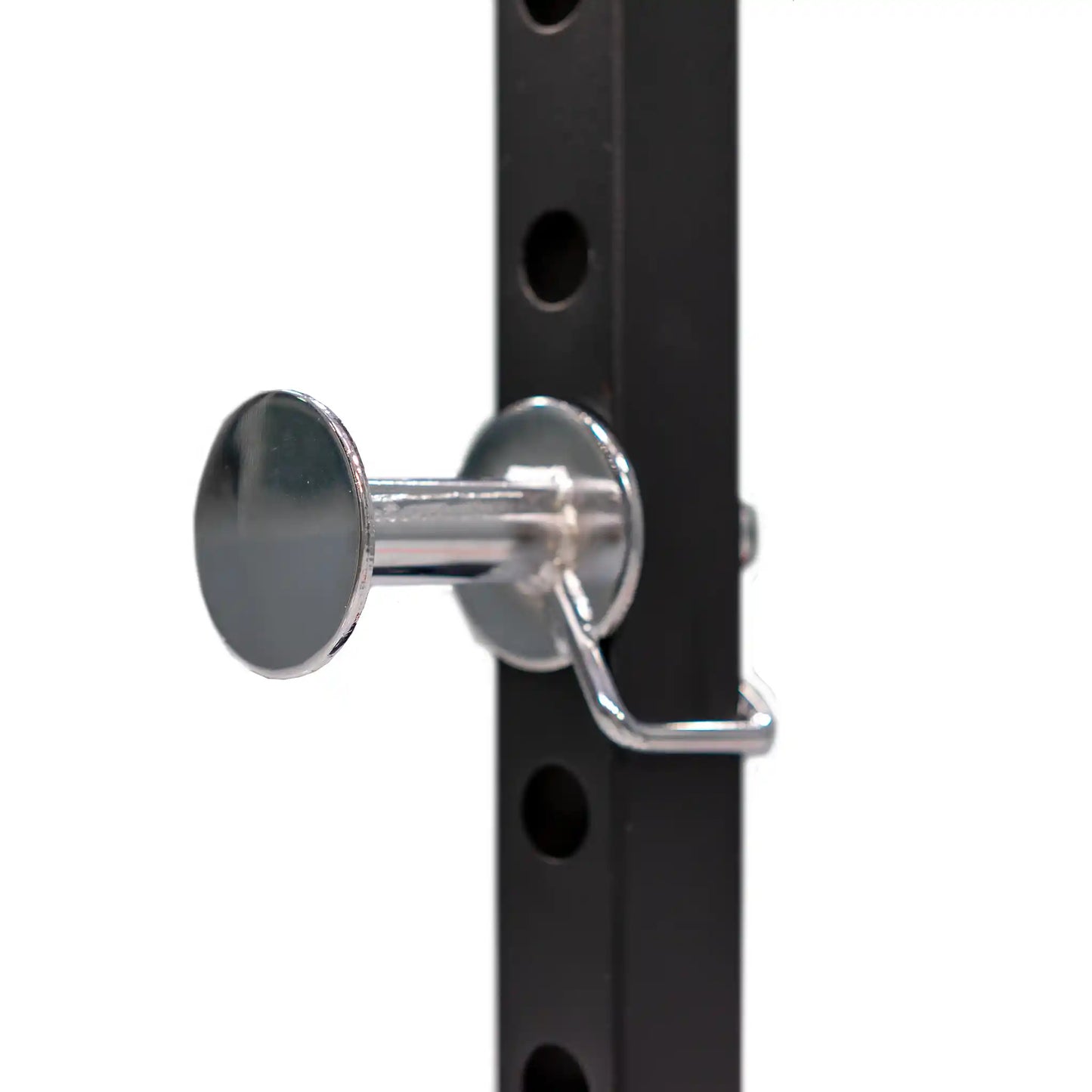 Metal lock mechanism on a black metal power cage frame