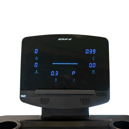 Digital display with blue LED numbers on a white background