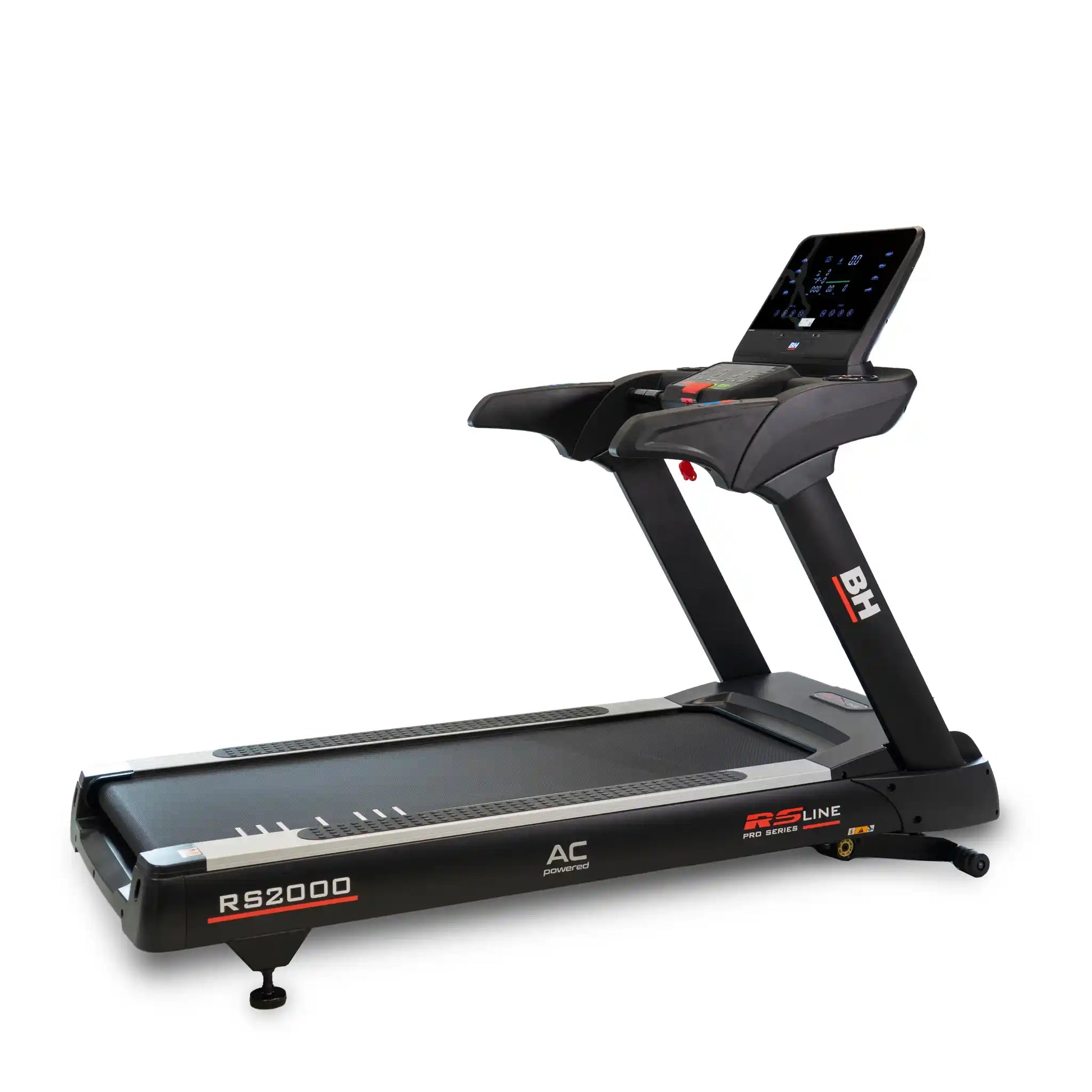 Treadmill with digital display on a white background