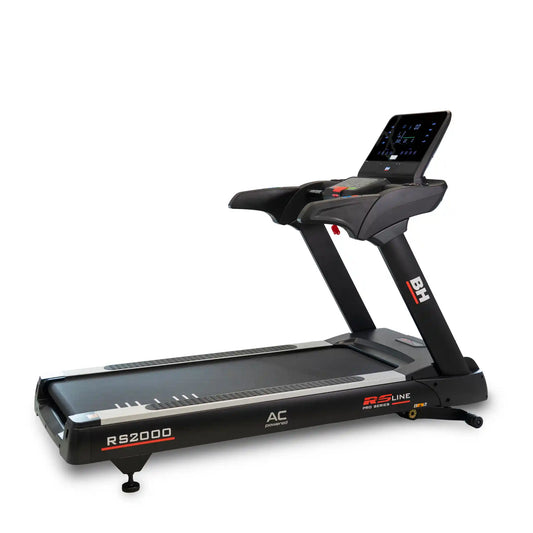 Treadmill with digital display on a white background
