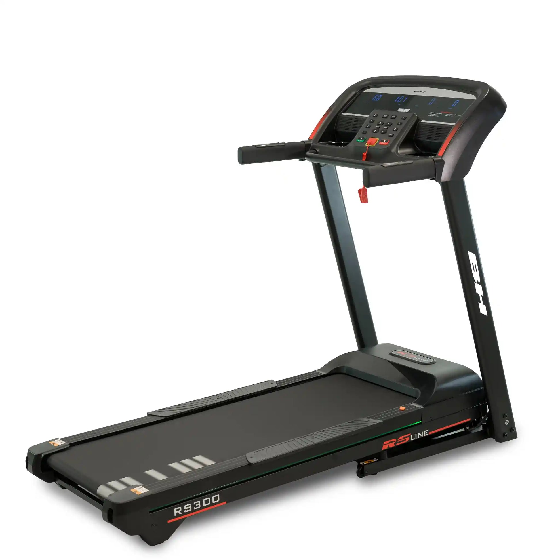 Treadmill with digital display on a white background