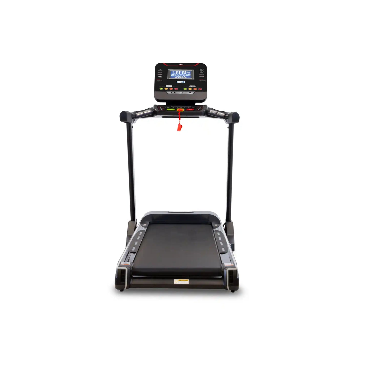 Treadmill with digital display on a white background