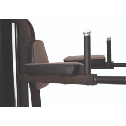 Dip and roman chair bars on a multi gym on white background