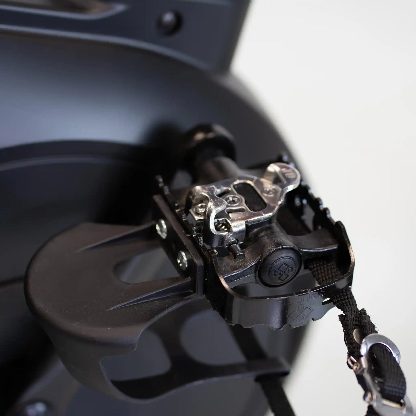 Close-up of an exercise bicycle pedal