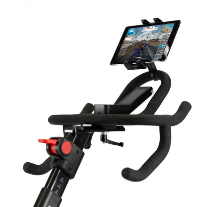Bicycle handlebar with digital display on a white background