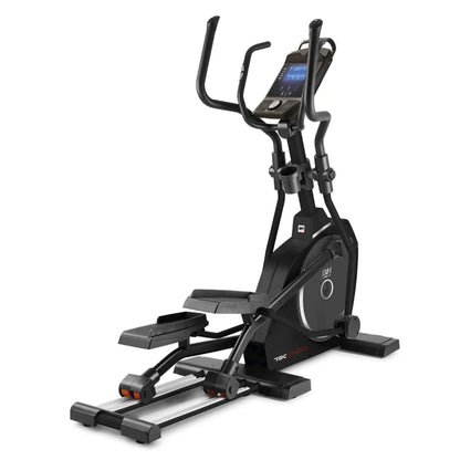 Black elliptical machine on a white background