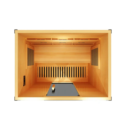 Drawing of the aerial view of inside a wooden sauna