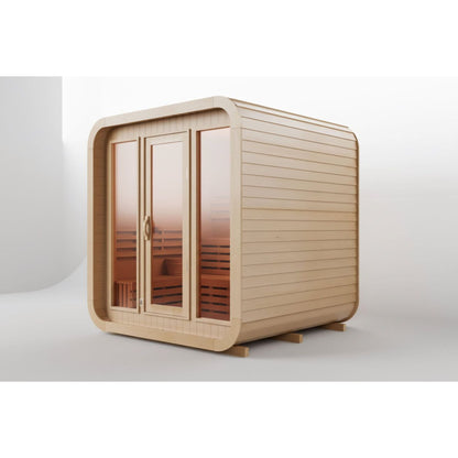 Wooden sauna cabin on a white background