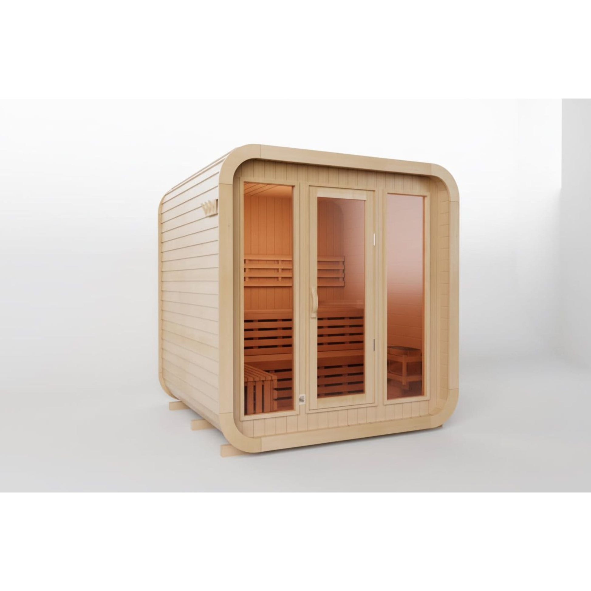Wooden sauna cabin on a white background