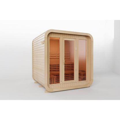 Wooden sauna cabin on a white background