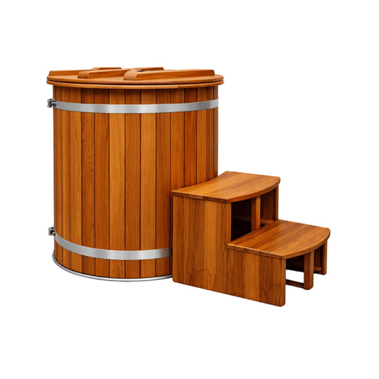Wooden KOVE Cedar Ice Bath on a white background