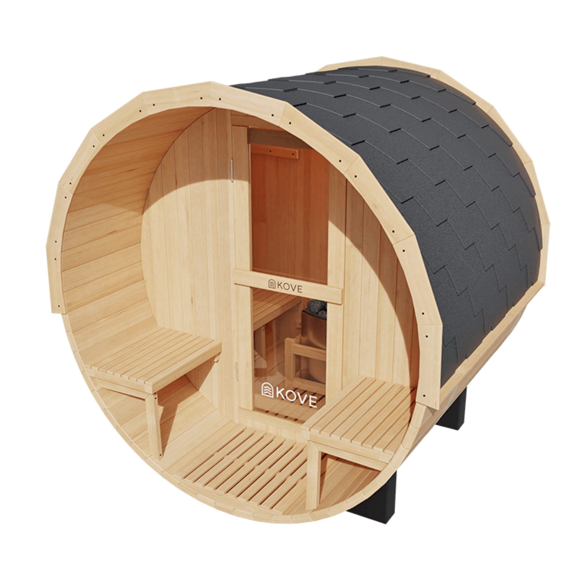 Wooden Kove Barrel Sauna on a white background