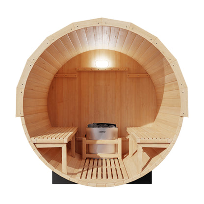 Wooden Kove Barrel Sauna on a white background