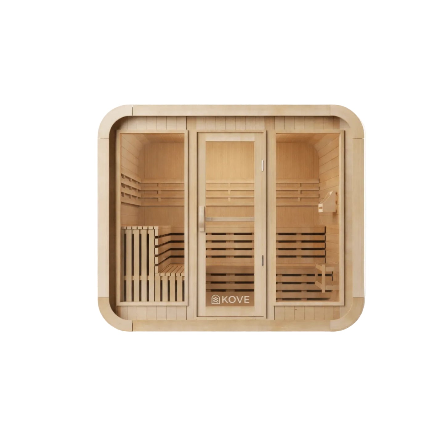 Wooden Kove Cube Sauna on a white background