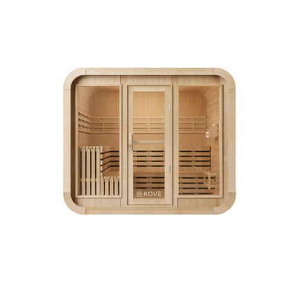 Wooden Kove Cube Sauna on a white background