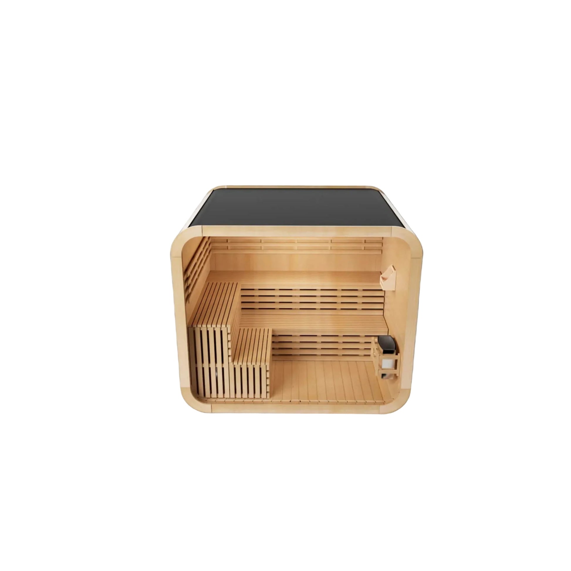Wooden Kove Cube Sauna on a white background