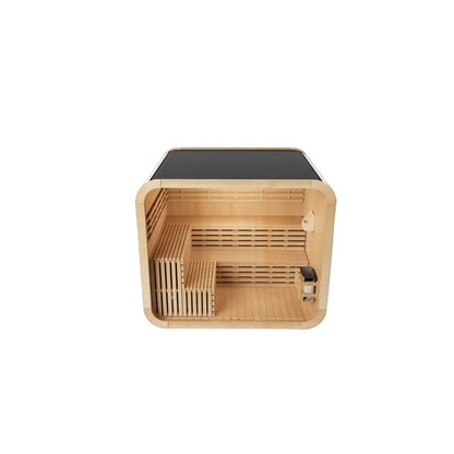 Wooden Kove Cube Sauna on a white background