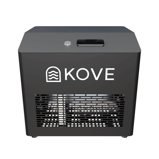 Front of Black Kove ice bath chiller on a white background